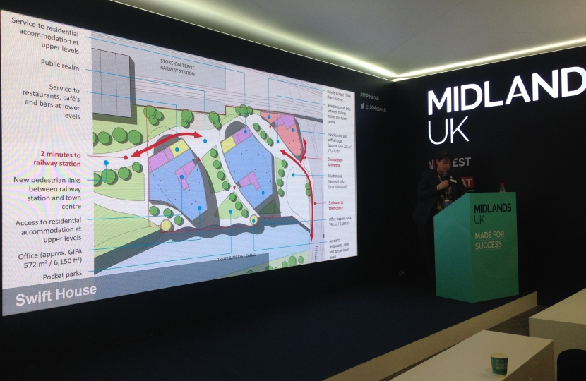 Abi Brown talking about the Stoke Station Masterplan at MIPIM Cannes