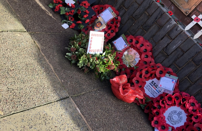 Wreaths on the Cenotaph on Stoke
