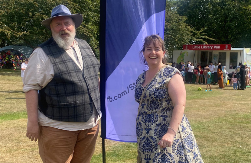 Abi Brown with the storyteller supported by the RJS Foundation