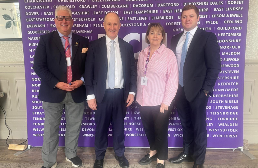 Abi Brown with Cllr Kevin Bentley, Leader of the LGA Conservative Group, Kevin Hollinrake the Conservative shadow secretary of state for local government, and Cllr Sam Chapman-Allen the chairman of the District Councils Network