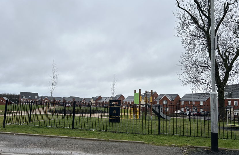 The bin on the play area at Foxfields Crescent