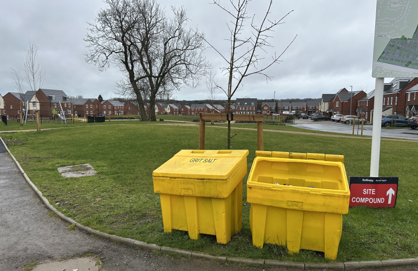 Two grit bins on the Foxfields Crescent estate