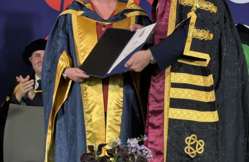 Receiving my honorary doctorate from University of Staffordshire Vice Chancellor Martin Jones