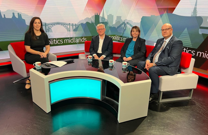 Abi Brown with fellow BBC Politics Midlands panellists and presenter Elizabeth Glinka