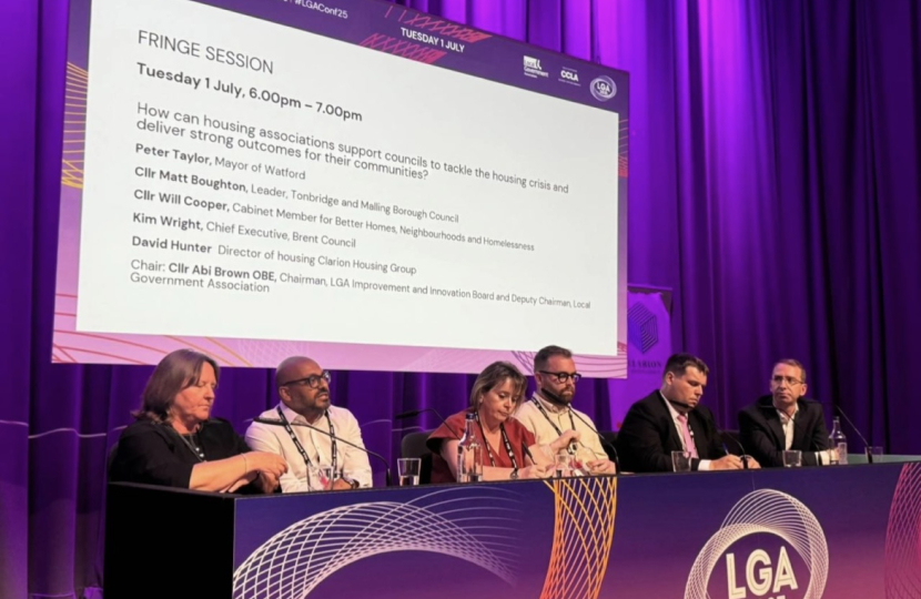 Abi Brown chairing a panel on housing for Clarion