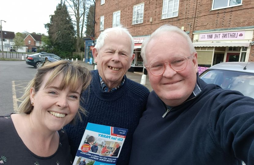 Abi Brown with Ian Parry and local councillor Gareth Jones