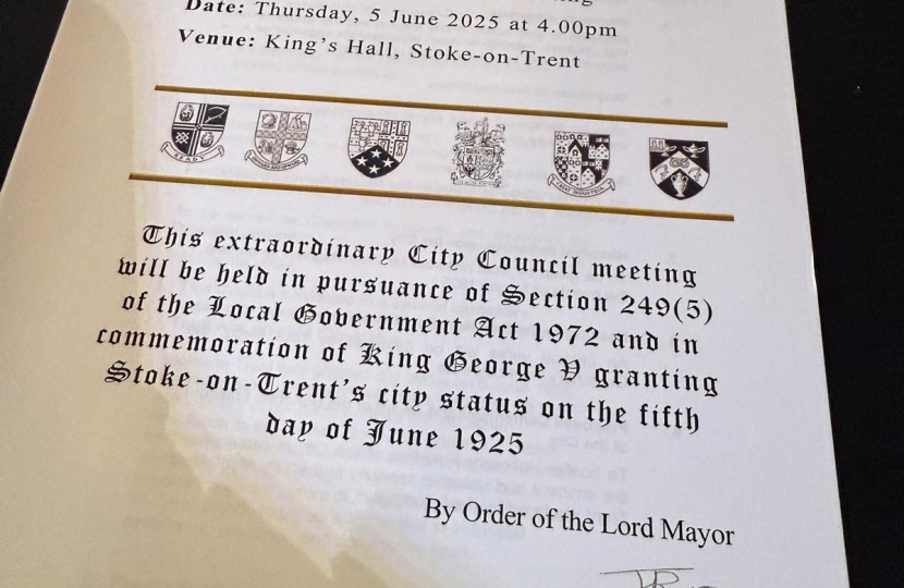 Stoke-on-Trent City Council Centenary Council Summons