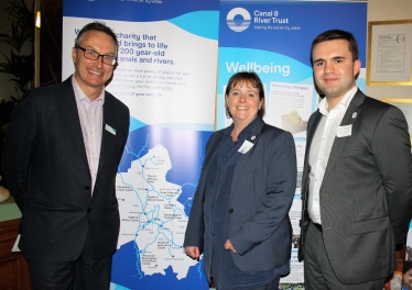 Cllr Abi Brown with Jonathan Parry, Chief Executive of the Canal and River Trust, and Cllr Daniel Jellyman