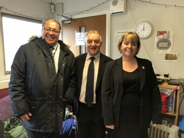 With Lou Macari and Cllr Randy Conteh at the Macari Centre