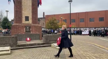 Laying a wreath on Remembrance Sunday