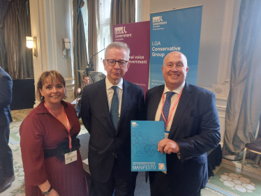 Launching the LGA Conservatives manifesto with Cllr Colin Noble and Rt Hon Michael Gove MP.