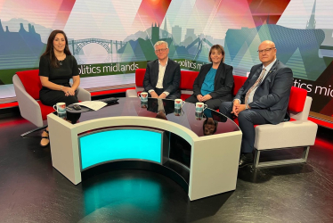 Abi Brown with fellow BBC Politics Midlands panellists and presenter Elizabeth Glinka