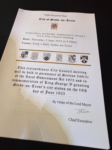 Stoke-on-Trent City Council Centenary Council Summons
